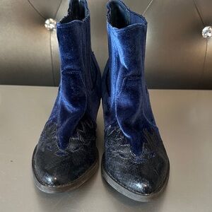 Very Volatile Blue and Black Ankle Boots